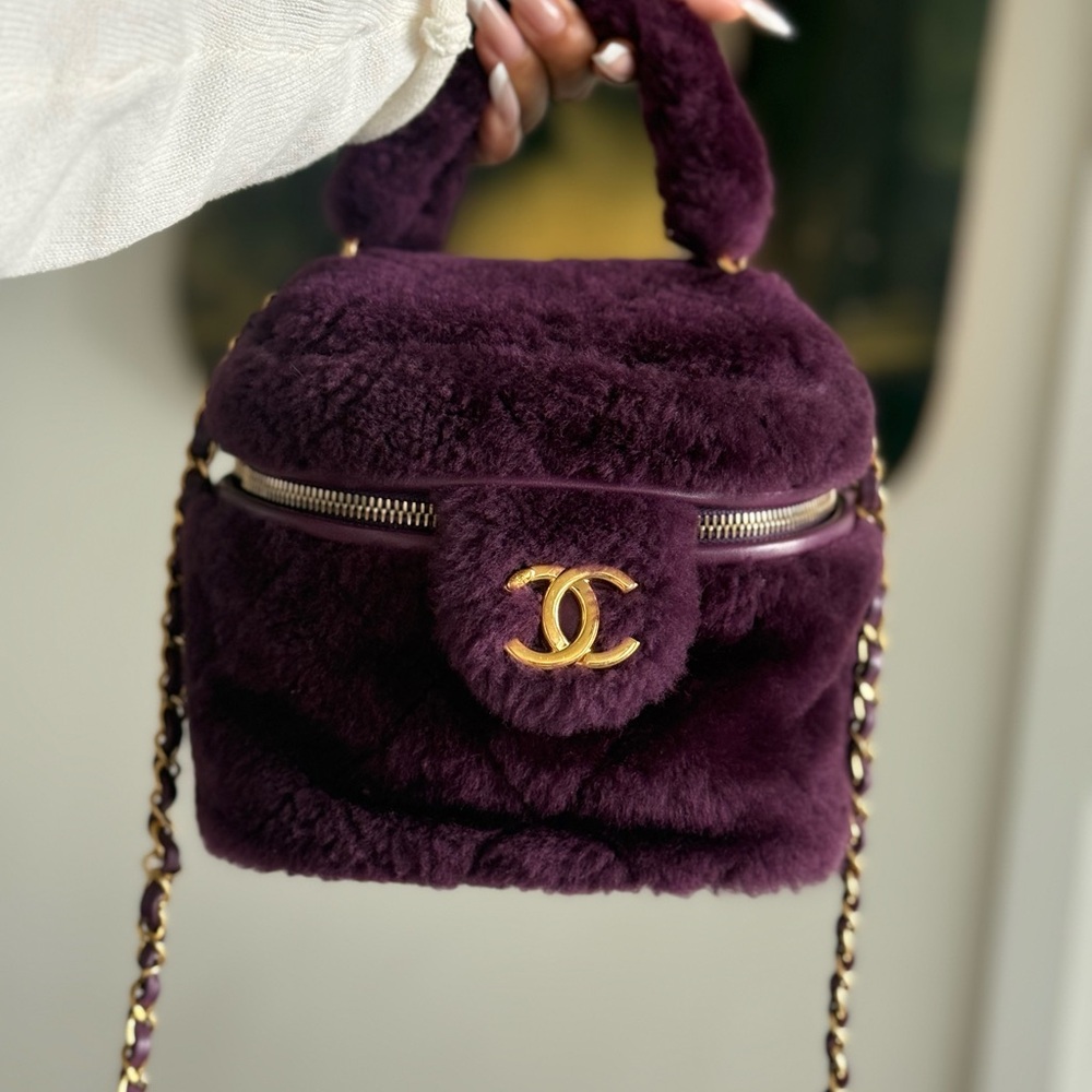 Chanel quilted shearling vanity case